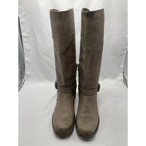 Frye Phillip Leather Riding Boots Women 6.5 B Gray Half Side Zip 3476844 - Picture 5 of 10